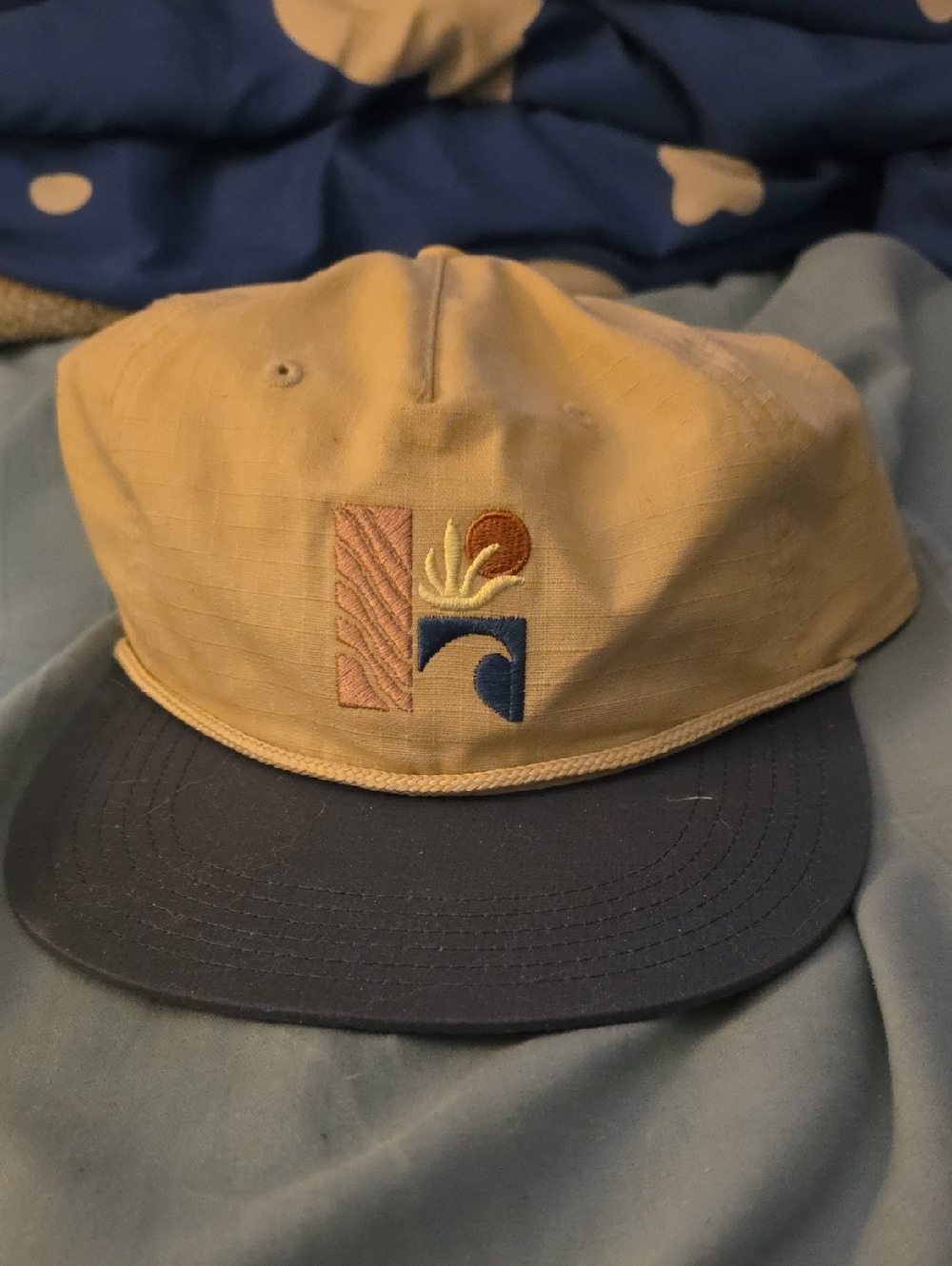 American Eagle Outfitters Beige and Navy Embroidered Logo Cap